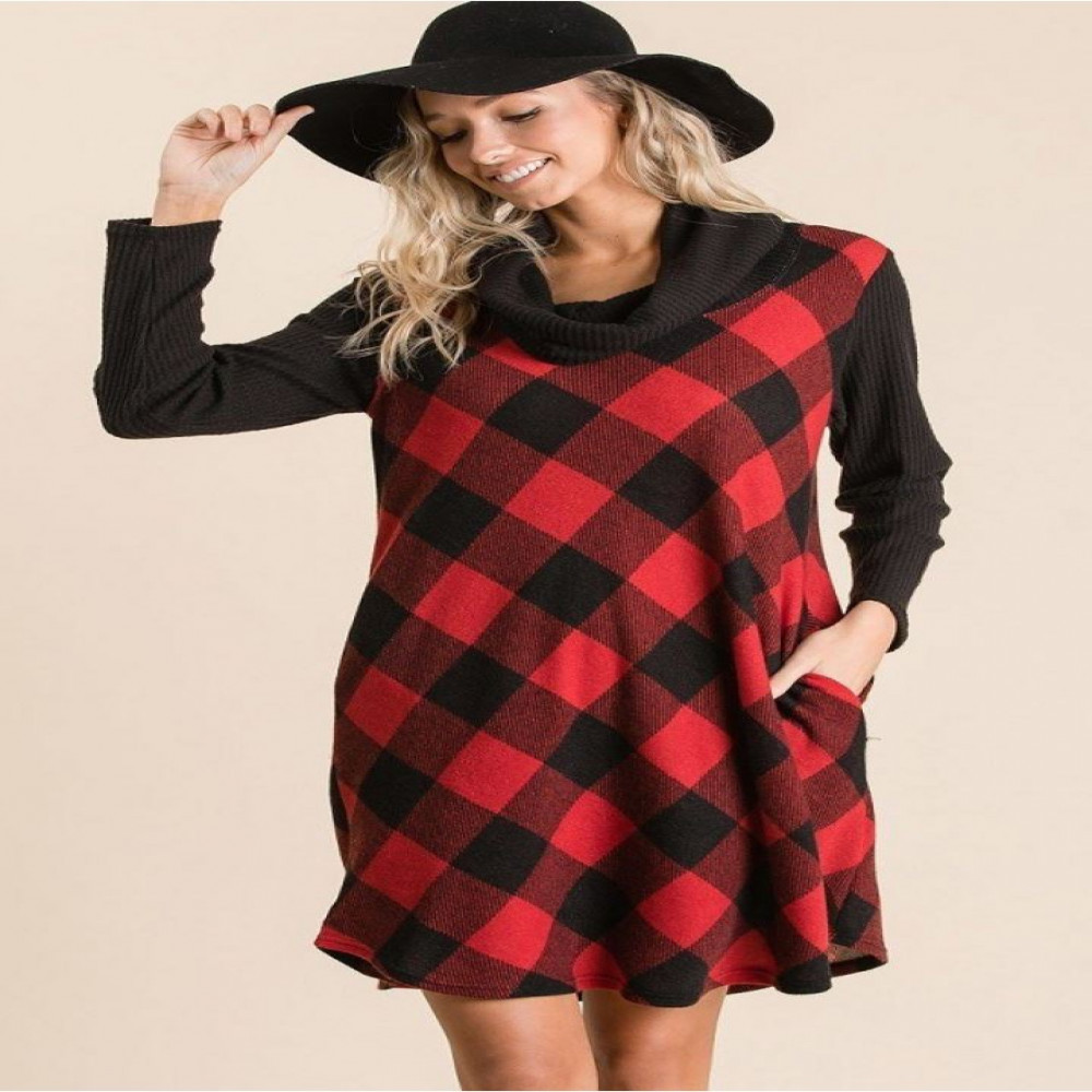 Red Buffalo Plaid Tartan Swing Dress