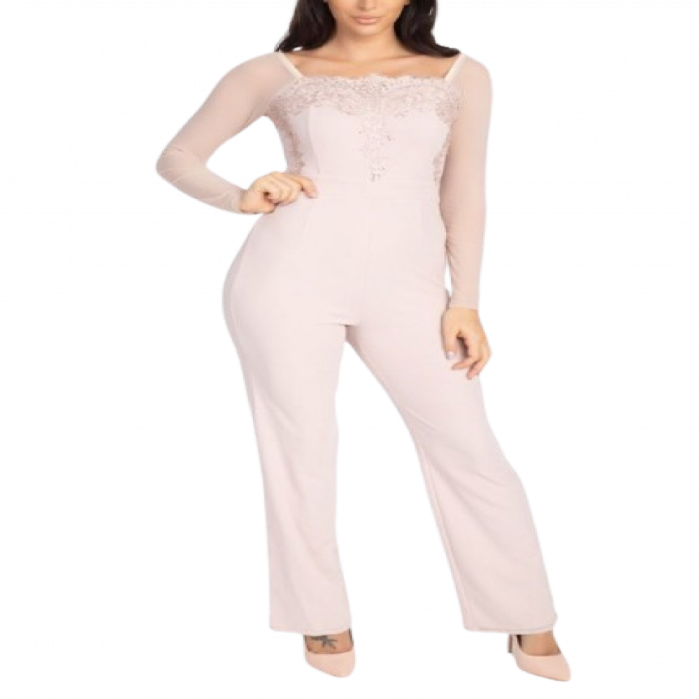 Tie Lace Embroidered Jumpsuit