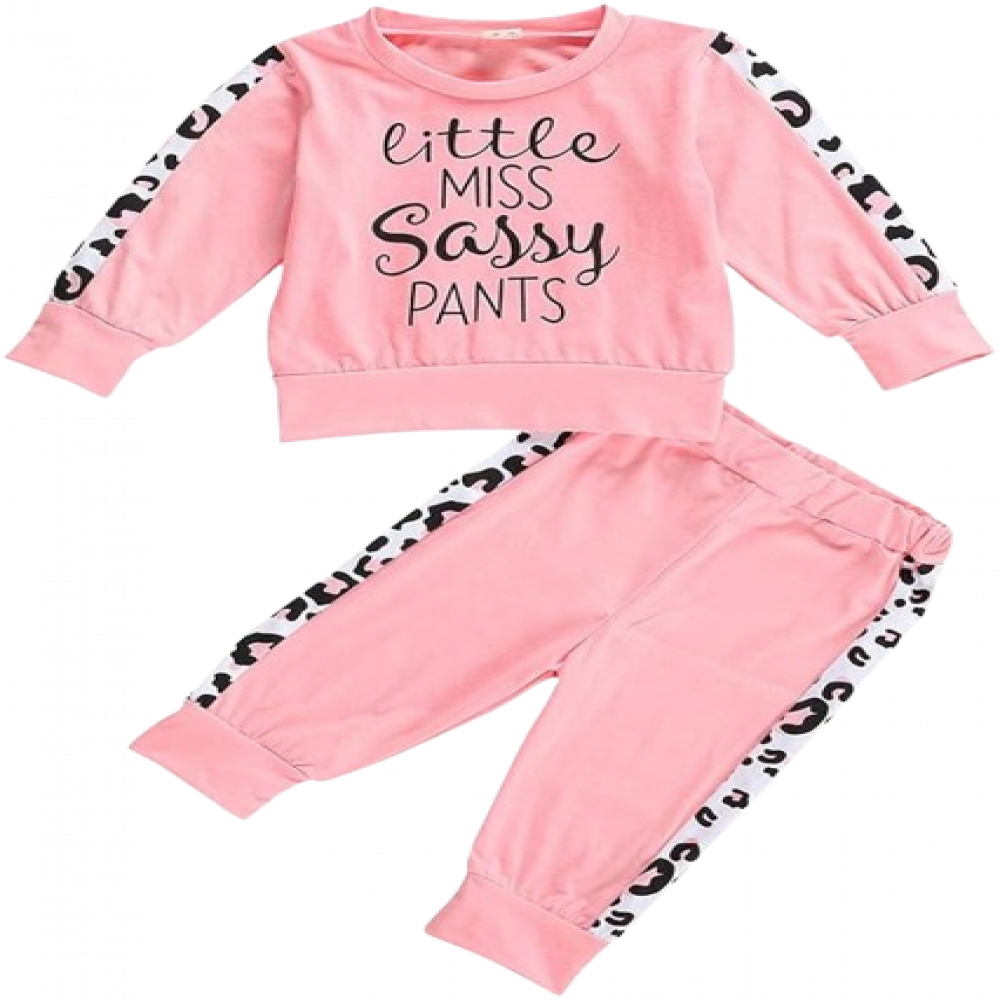 Printed Set of Little Miss Sassy Pants and Hoody Top